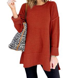 Unbranded Women's Crew Neck Long Sleeve Chunky Oversize Pullover Knit Sweater L